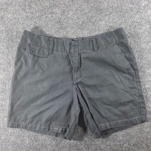 Merona Womens Black Cotton Chino Shorts Size 10 Mid Rise‎ Solid Casual Summer